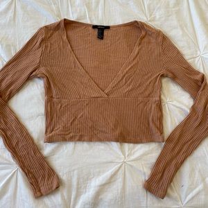 Pink long sleeve crop top